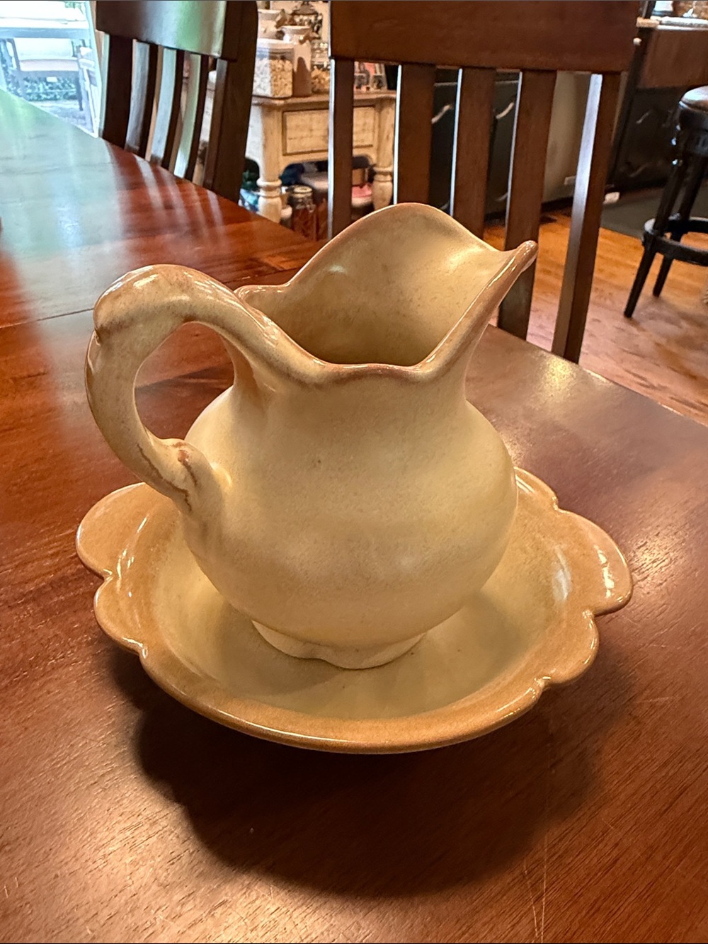 Frankoma Yellow-Beige Pitcher and Basin Set